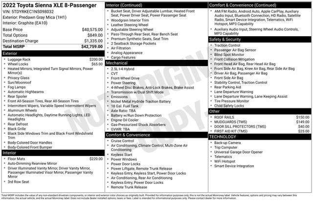 Certified 2022 Toyota Sienna XLE FWD image 36