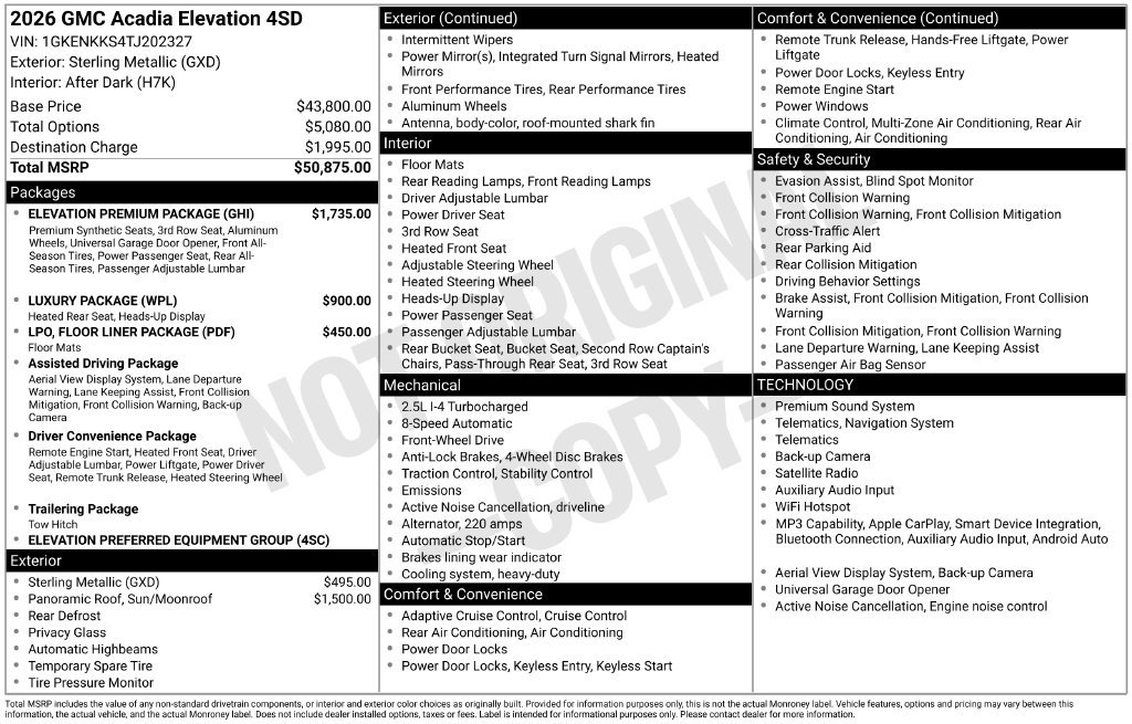 Used 2026 GMC Acadia Elevation w/ Elevation Premium Package FWD image 24