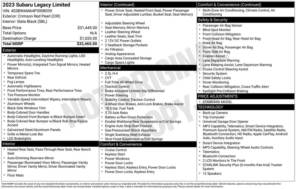 Certified 2023 Subaru Legacy Limited image 25