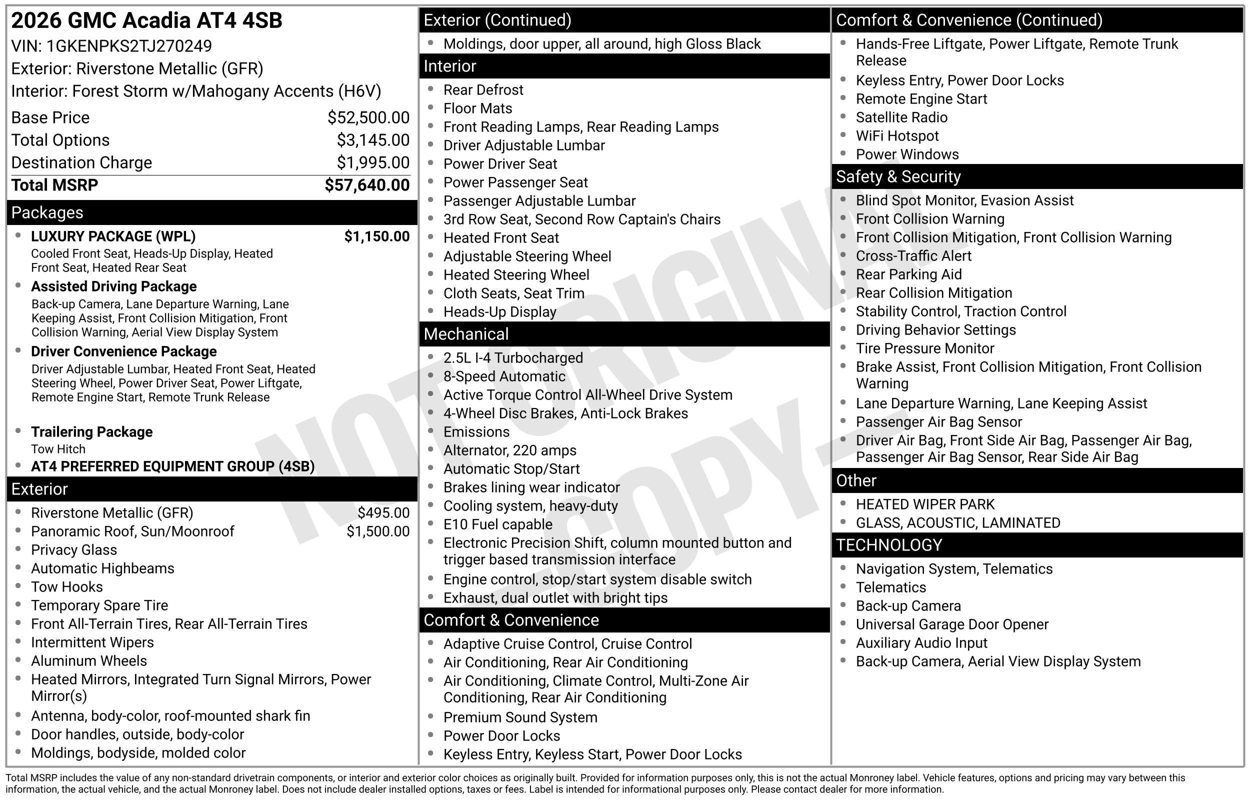 New 2026 GMC Acadia AT4 w/ Luxury Package AWD/4WD image 47