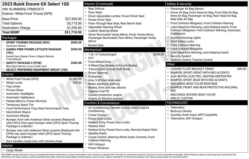Certified 2023 Buick Encore GX Select w/ Sport Touring Package FWD image 5