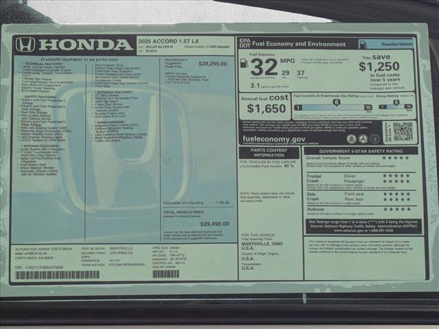 New 2025 Honda Accord LX image 17