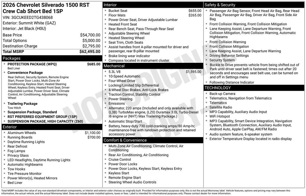 New 2026 Chevrolet Silverado 1500 RST w/ Protection Package AWD/4WD image 17