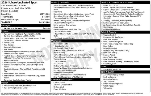 New 2026 Subaru Uncharted AWD w/ Protection Package image 5