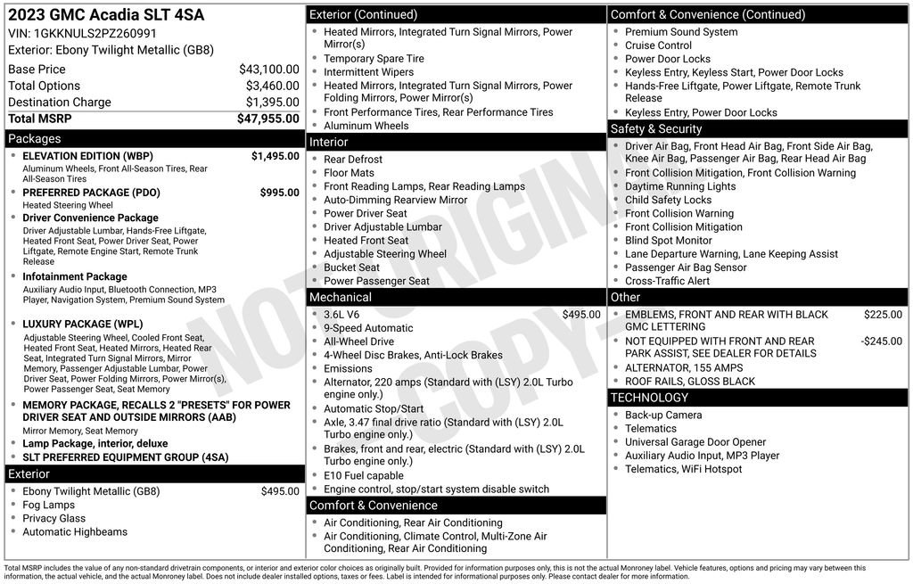 Used 2023 GMC Acadia SLT w/ Elevation Edition image 9