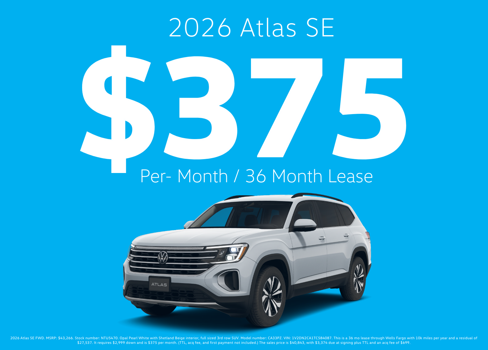 New 2026 Volkswagen Atlas SE FWD image 3