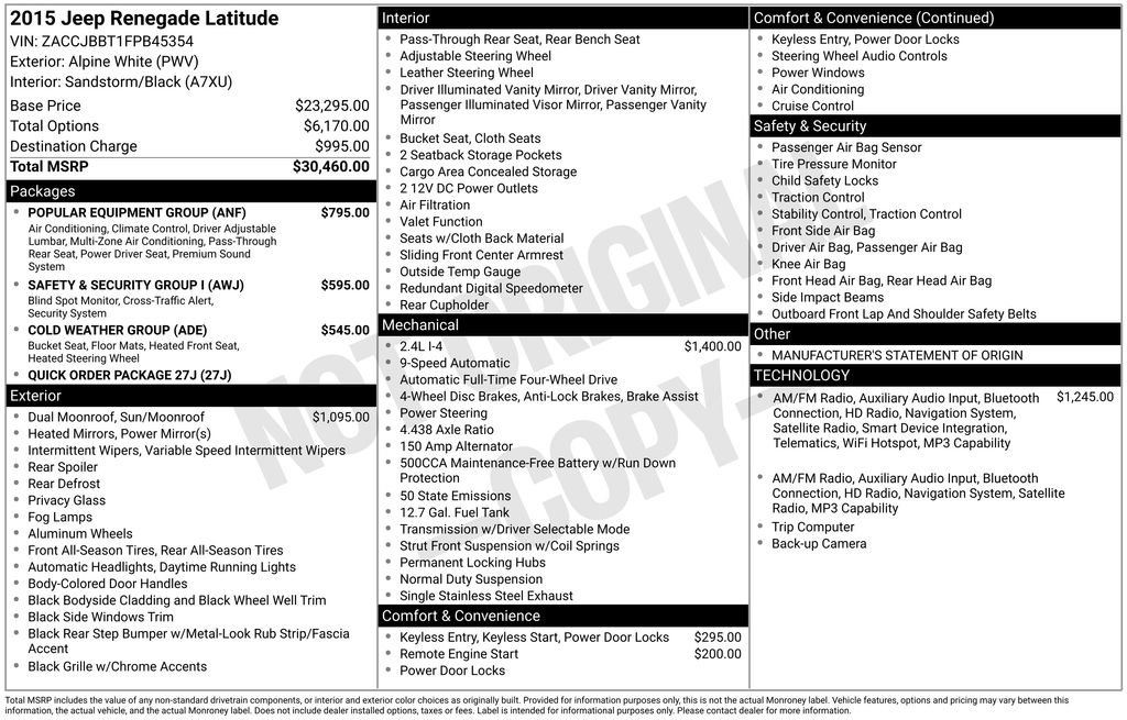 Used 2015 Jeep Renegade Latitude w/ Popular Equipment Group image 5