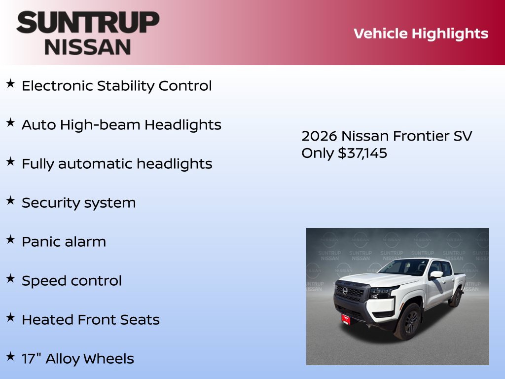 New 2026 Nissan Frontier SV w/ All-Weather Content Package AWD/4WD image 30