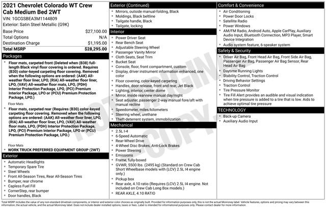 Certified 2021 Chevrolet Colorado W/T image 13