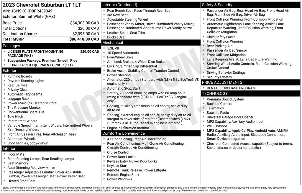 Certified 2023 Chevrolet Suburban LT AWD/4WD image 4