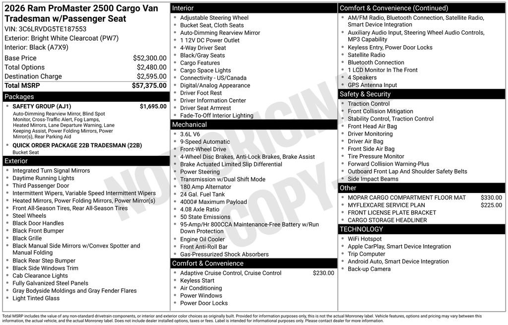 New 2026 RAM ProMaster 2500 w/ Safety Group FWD image 3