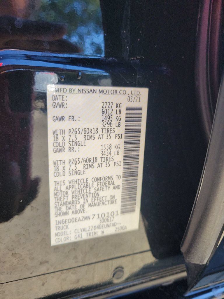 Used 2021 Nissan Frontier SV w/ Midnight Edition Floor Mats RWD image 35