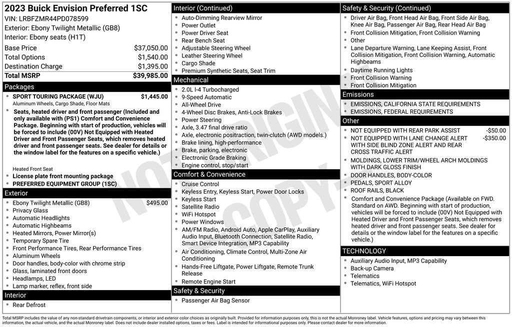 Certified 2023 Buick Envision Preferred w/ Sport Touring Package image 27