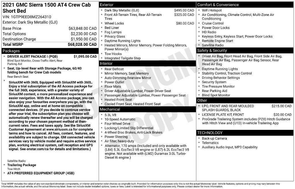Used 2021 GMC Sierra 1500 AT4 w/ Driver Alert Package I AWD/4WD image 39
