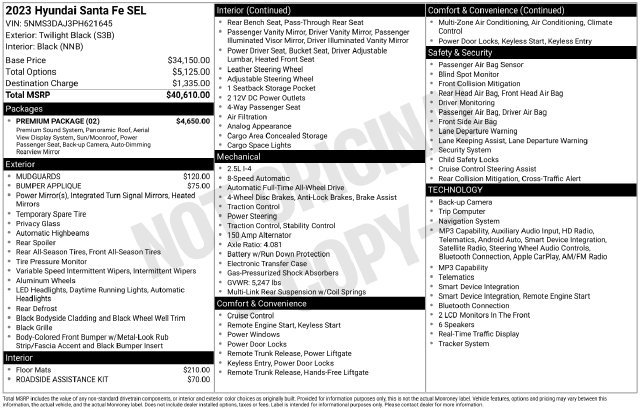 Certified 2023 Hyundai Santa Fe SEL w/ Premium Package AWD/4WD image 10