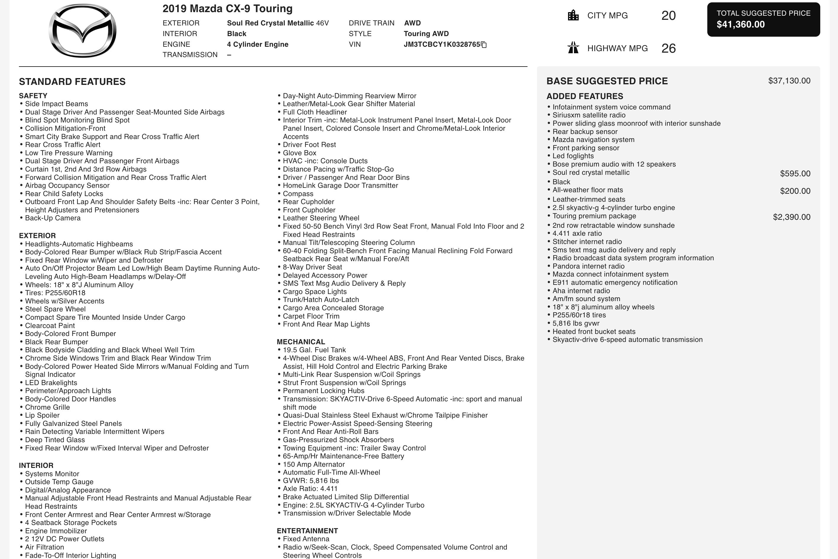 Used 2019 MAZDA CX-9 Touring w/ Touring Premium Package image 5