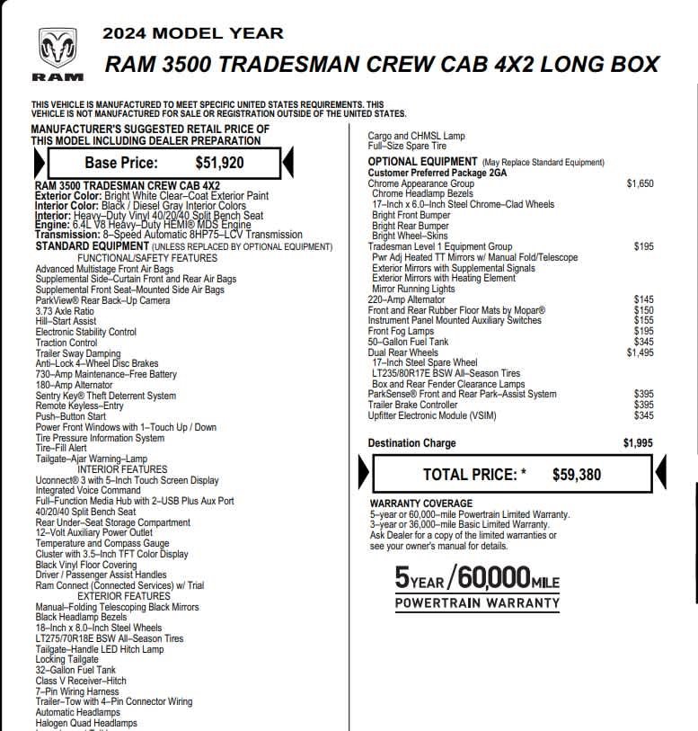Used 2024 RAM 3500 Tradesman w/ Chrome Appearance Group image 8