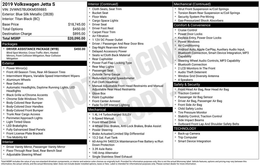 Used 2019 Volkswagen Jetta S w/ Driver Assistance Package image 24