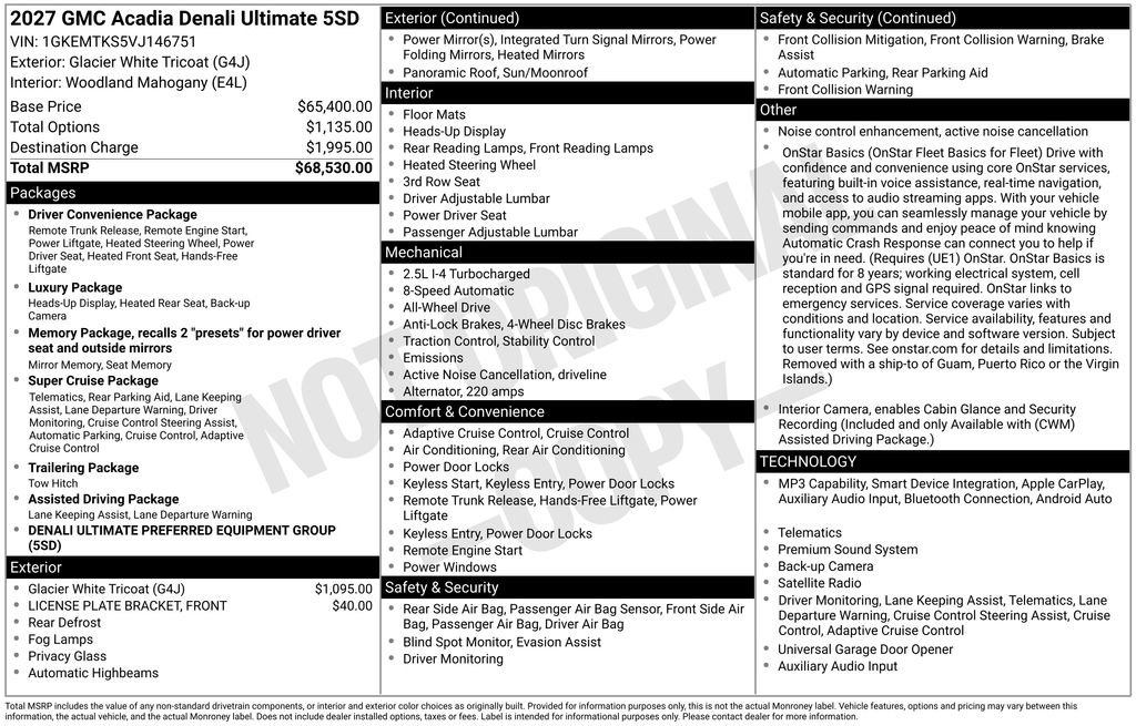 New 2027 GMC Acadia Denali Ultimate AWD/4WD image 2