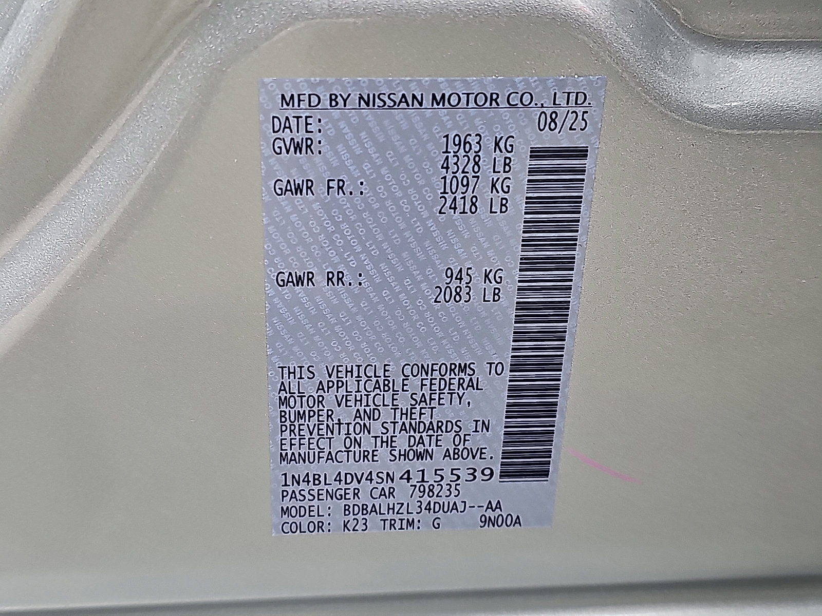 New 2025 Nissan Altima 2.5 SV w/ SV Premium Package image 18