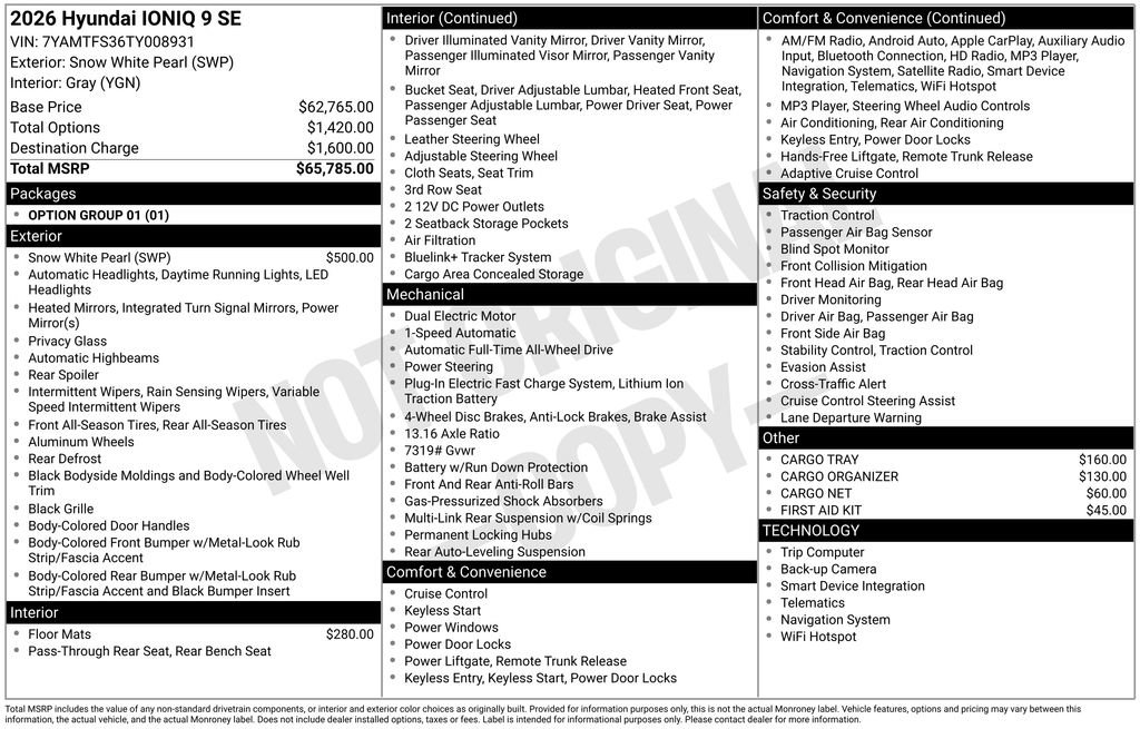 New 2026 Hyundai Ioniq 9 SE image 4