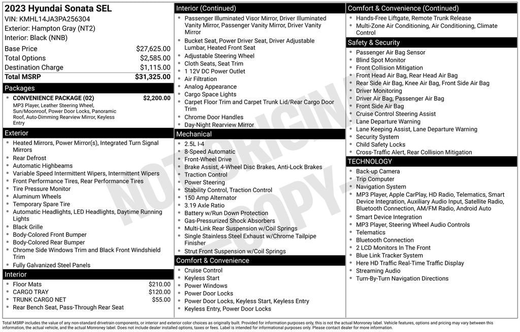 Used 2023 Hyundai Sonata SEL w/ Convenience Package FWD image 2