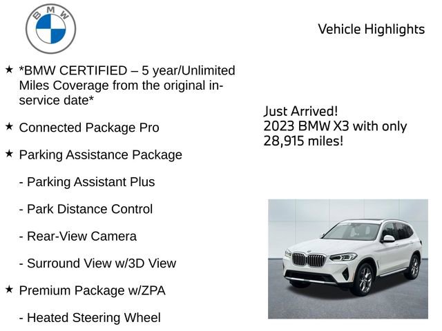 Certified 2023 BMW X3 xDrive30i w/ Premium Package w/ZPA AWD/4WD image 9