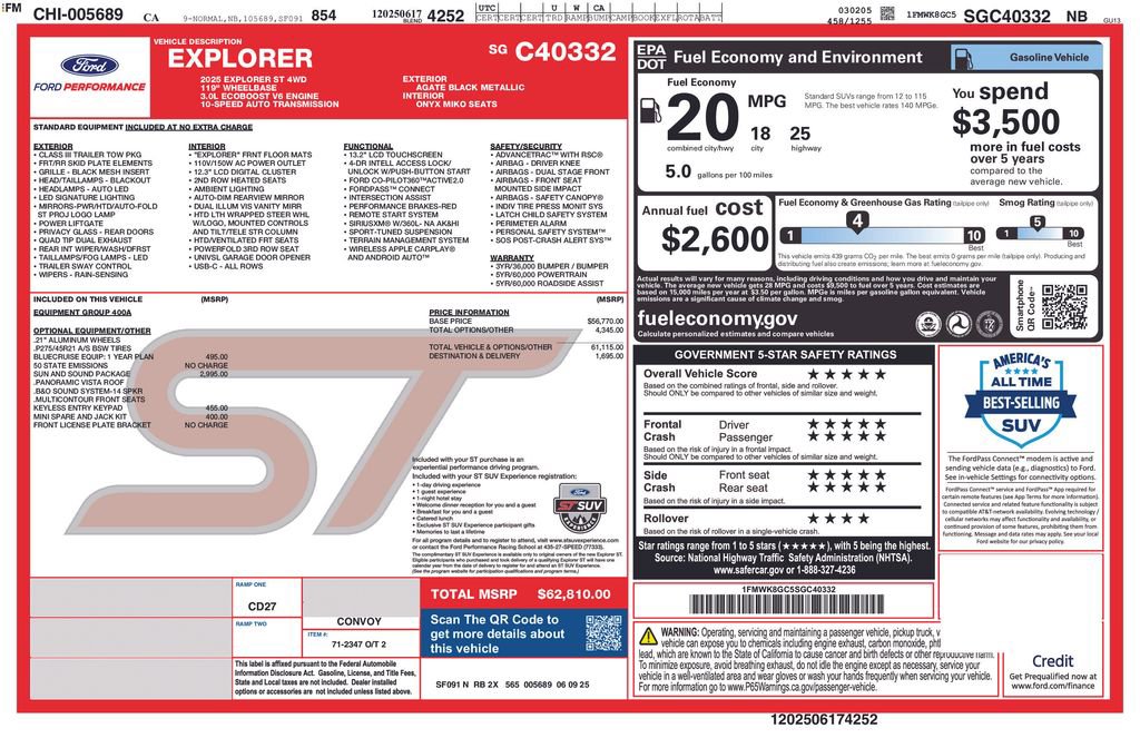 New 2025 Ford Explorer ST w/ Sun And Sound Package image 2