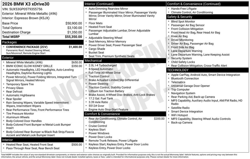 New 2026 BMW X3 xDrive30 w/ Convenience Package image 2