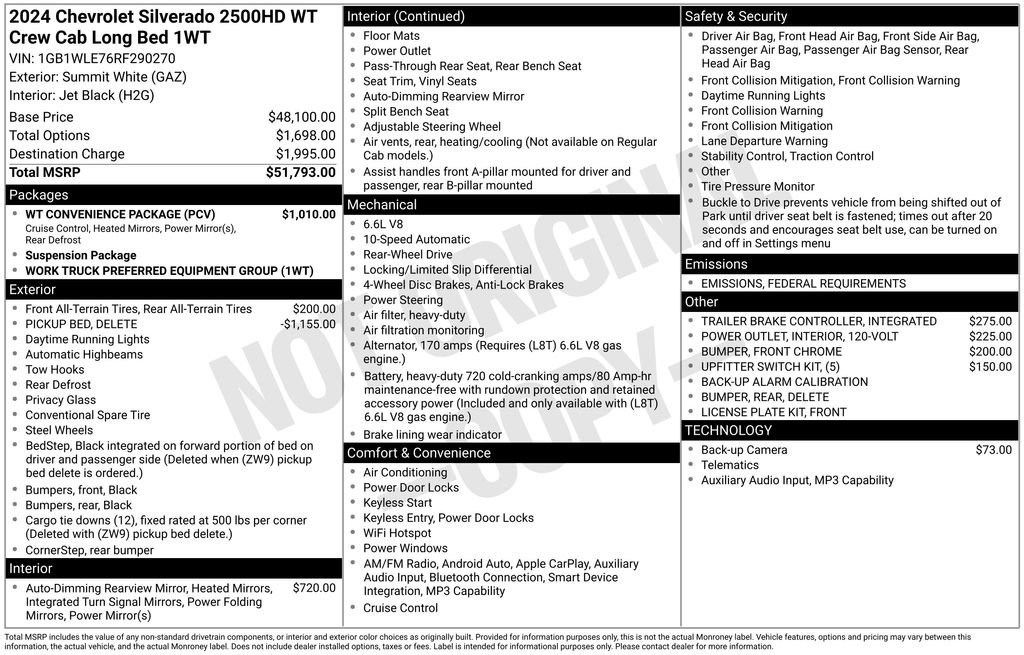 New 2024 Chevrolet Silverado 2500 W/T w/ WT Convenience Package image 2