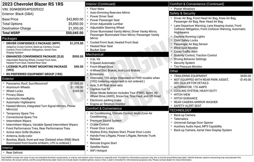 Used 2023 Chevrolet Blazer RS w/ Driver Confidence II Package FWD image 46