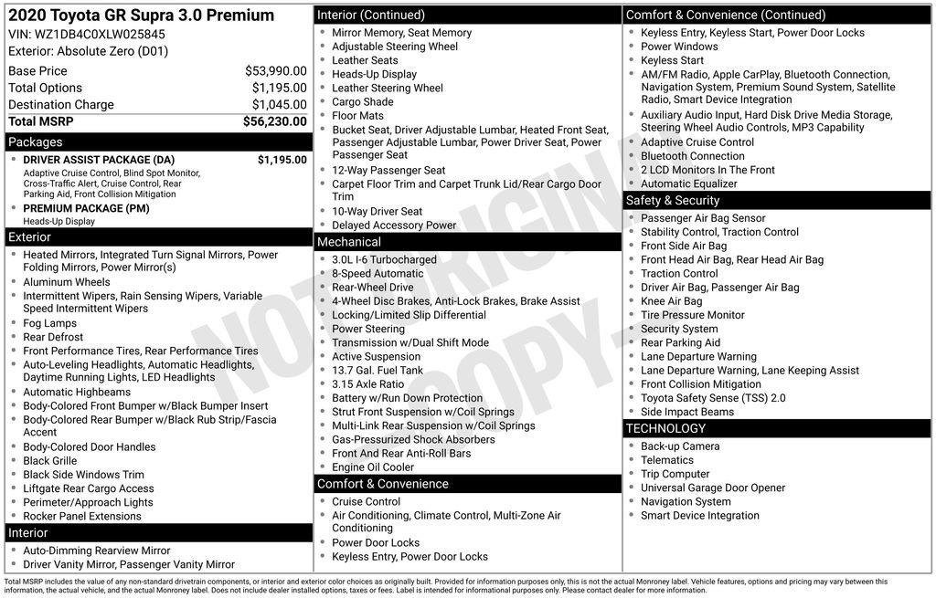 Used 2020 Toyota Supra Premium w/ Driver Assist Package RWD image 29