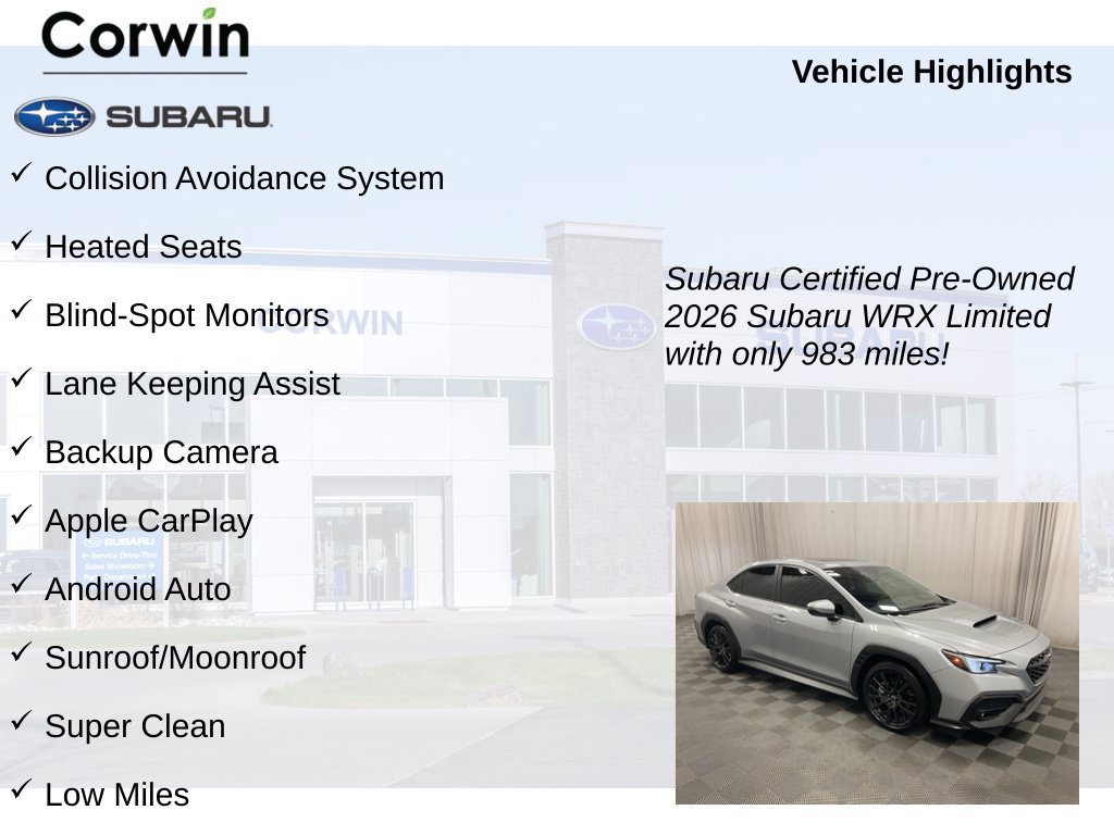 Certified 2026 Subaru WRX Limited AWD/4WD image 9