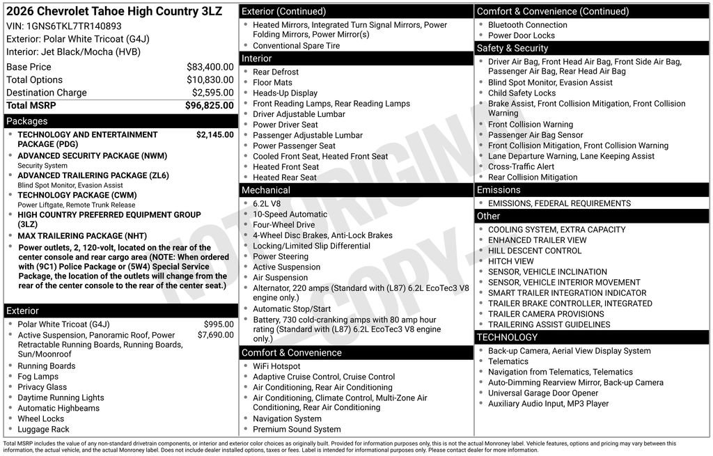 New 2026 Chevrolet Tahoe High Country image 5