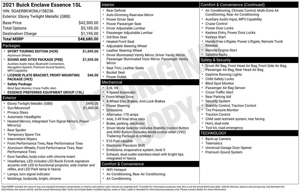 Certified 2021 Buick Enclave Essence w/ Sport Touring Edition FWD image 2