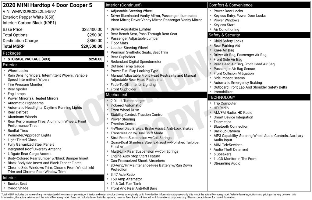 Used 2020 MINI Cooper S w/ Storage Package FWD image 39
