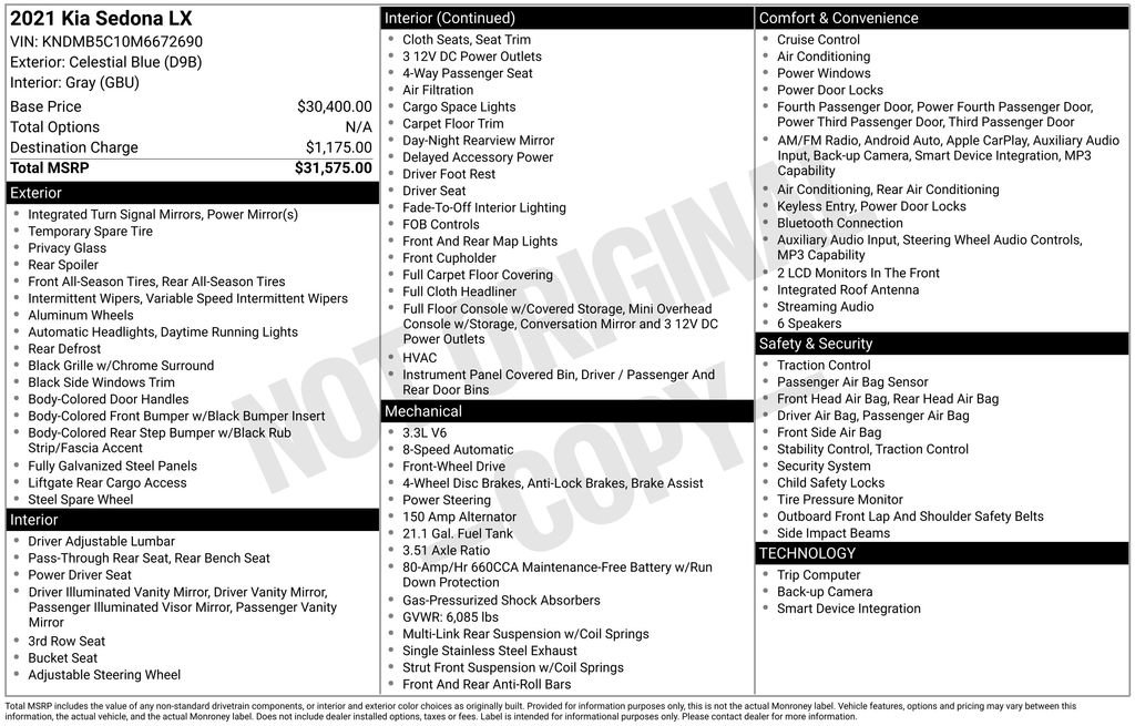 Used 2021 Kia Sedona LX image 3