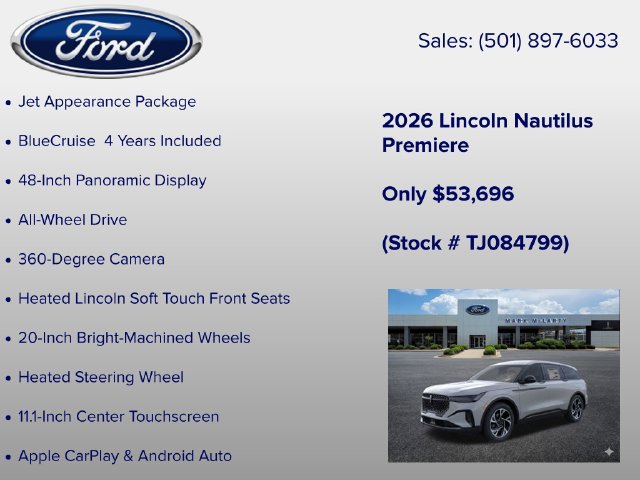 New 2026 Lincoln Nautilus Premier w/ Jet Appearance Package AWD/4WD image 6