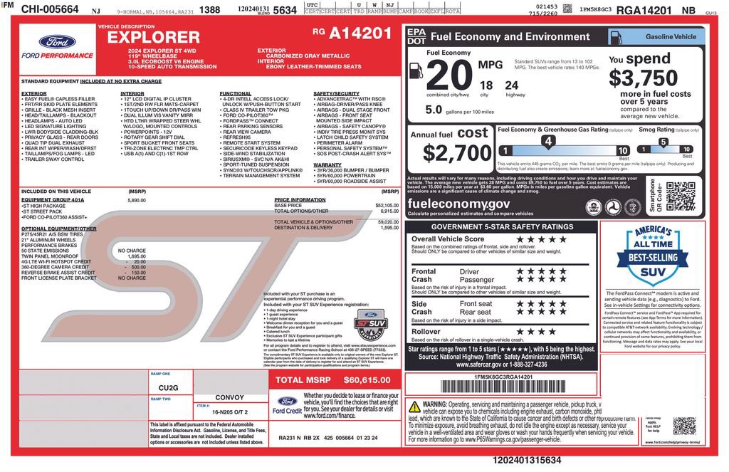 Used 2024 Ford Explorer ST w/ Equipment Group 401A AWD/4WD image 12