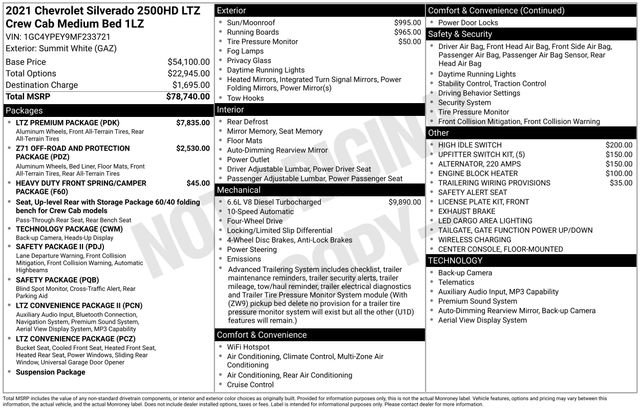 Used 2021 Chevrolet Silverado 2500 LTZ w/ LTZ Premium Package AWD/4WD image 40