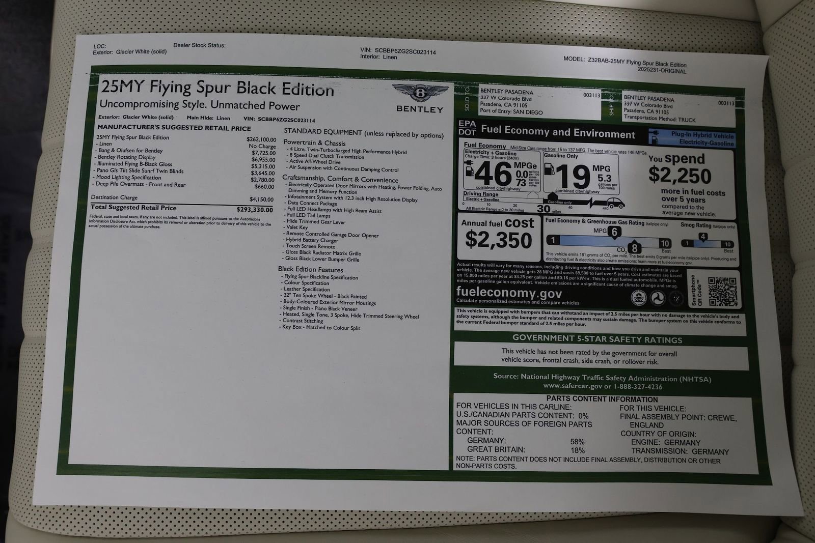 New 2025 Bentley Flying Spur Plug-In Hybrid AWD/4WD image 38