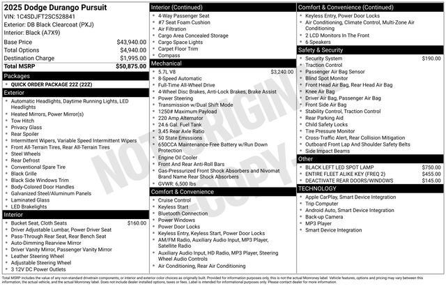 New 2025 Dodge Durango Pursuit AWD/4WD image 4