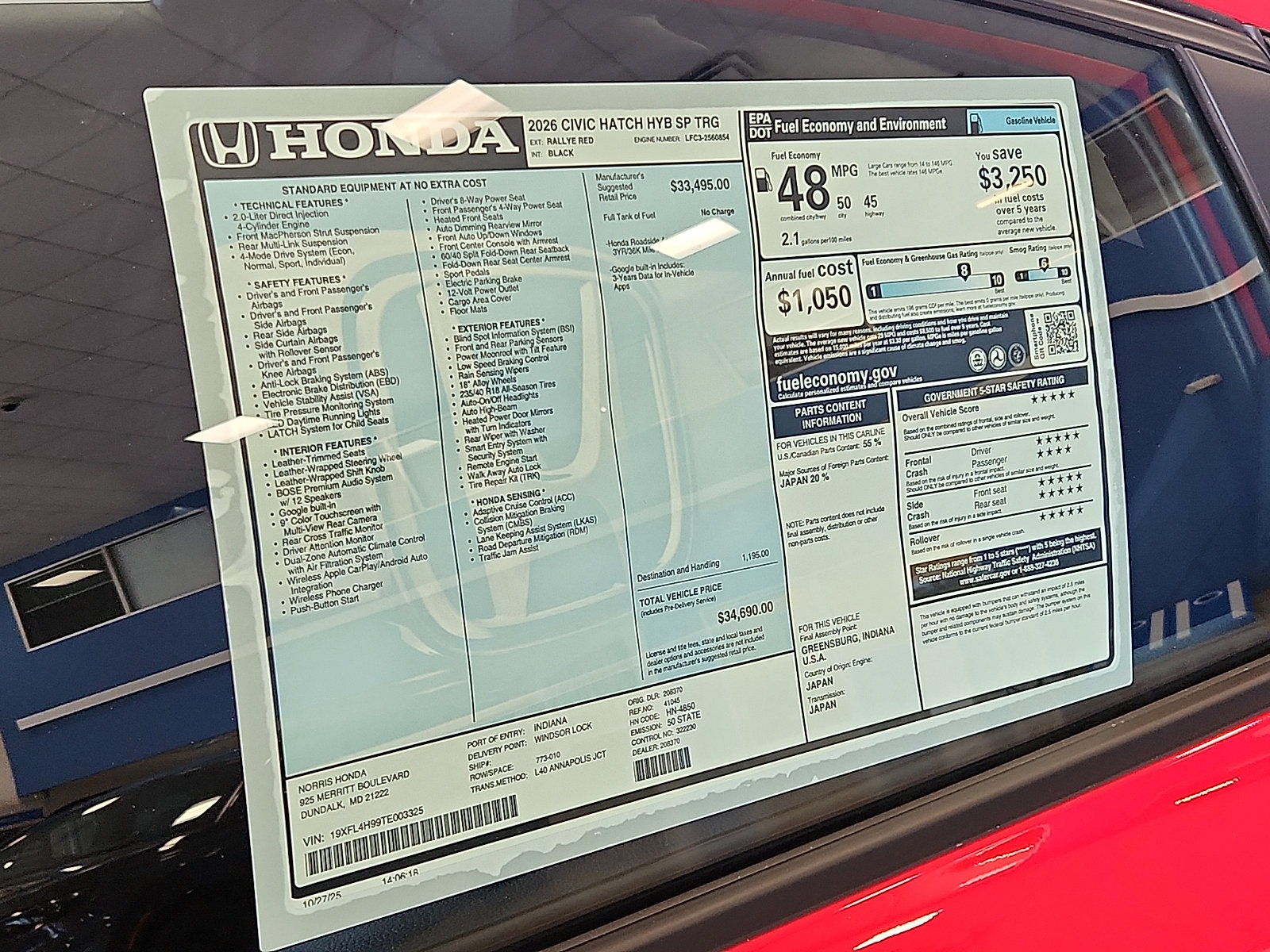 New 2026 Honda Civic Sport Touring image 18