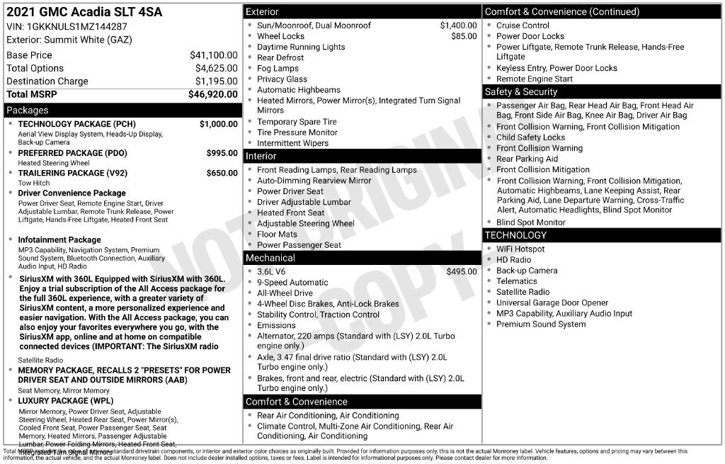 Certified 2021 GMC Acadia SLT w/ Technology Package AWD/4WD image 35