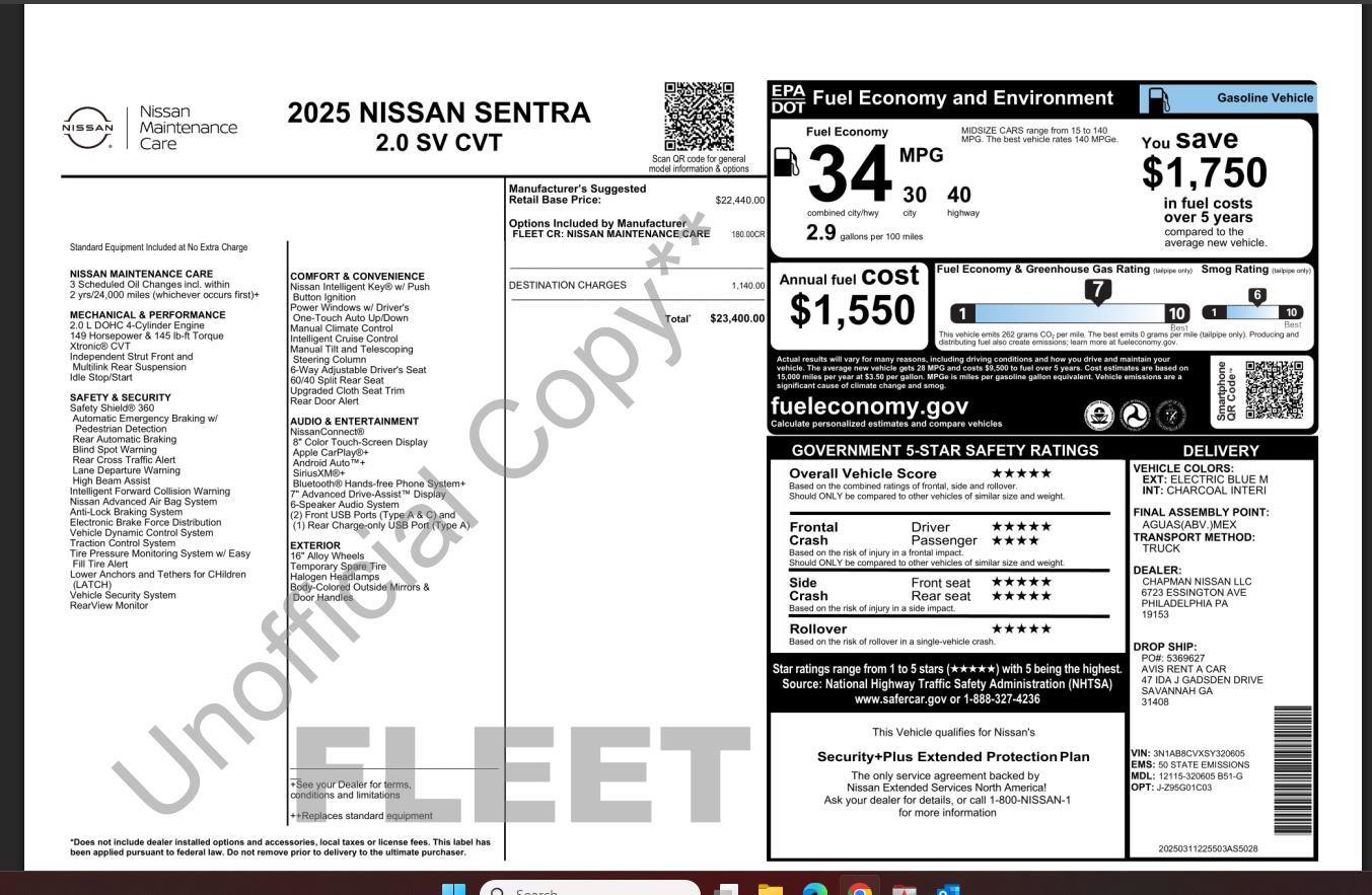 Used 2025 Nissan Sentra SV FWD image 4