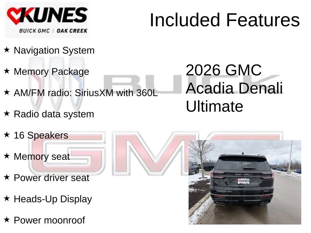 New 2026 GMC Acadia Denali Ultimate w/ LPO, Floor Liner Package AWD/4WD image 2