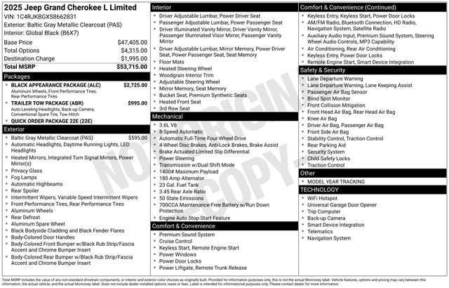 Used 2025 Jeep Grand Cherokee L Limited w/ Black Appearance Package image 35