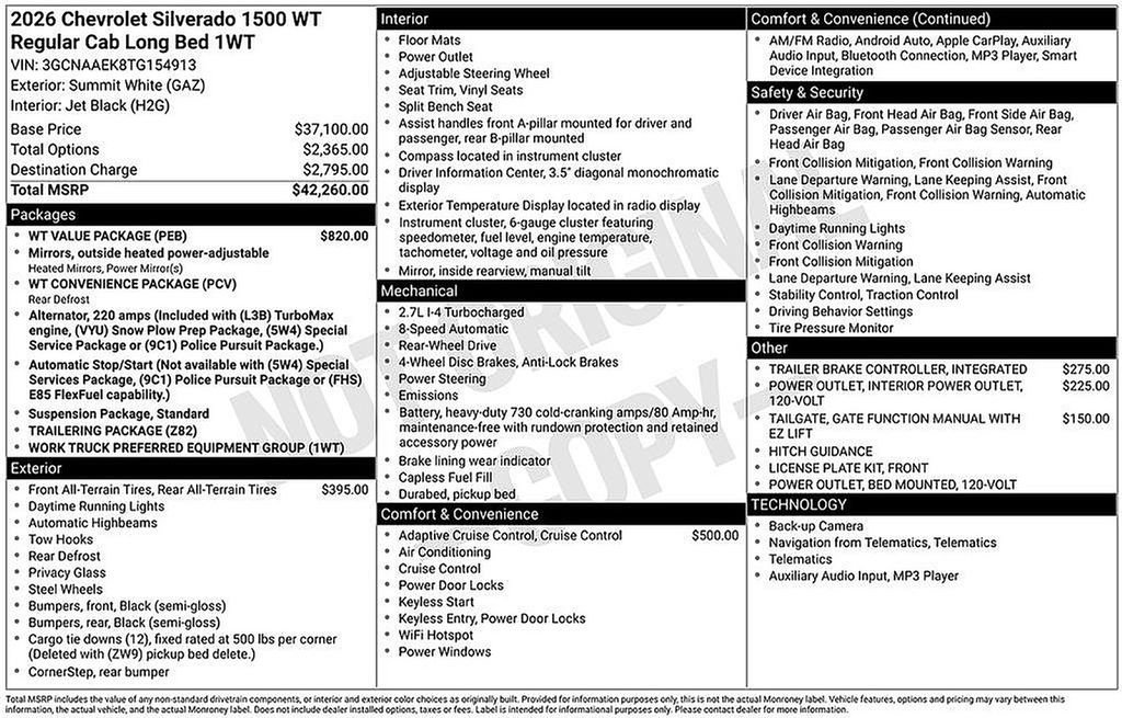 New 2026 Chevrolet Silverado 1500 W/T w/ WT Value Package image 8