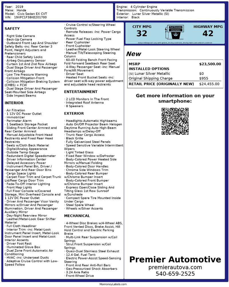 Used 2019 Honda Civic EX image 2