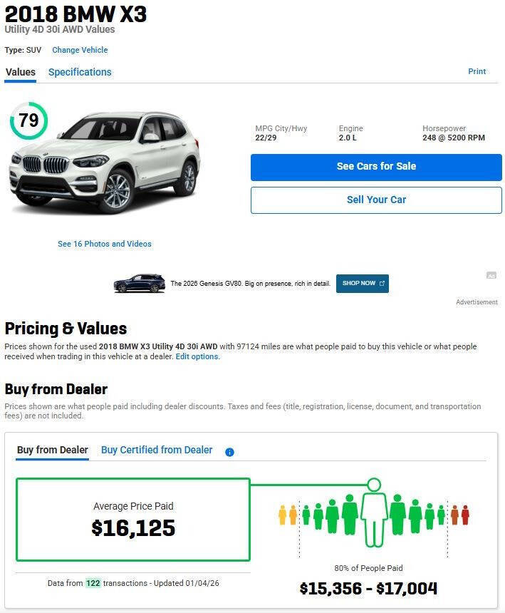 Used 2018 BMW X3 xDrive30i image 16